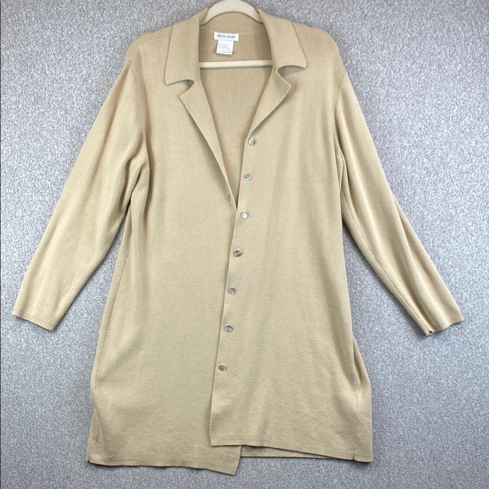 Vtg Pierre Cardin sweater blazer L long line minimalist classic office preppy